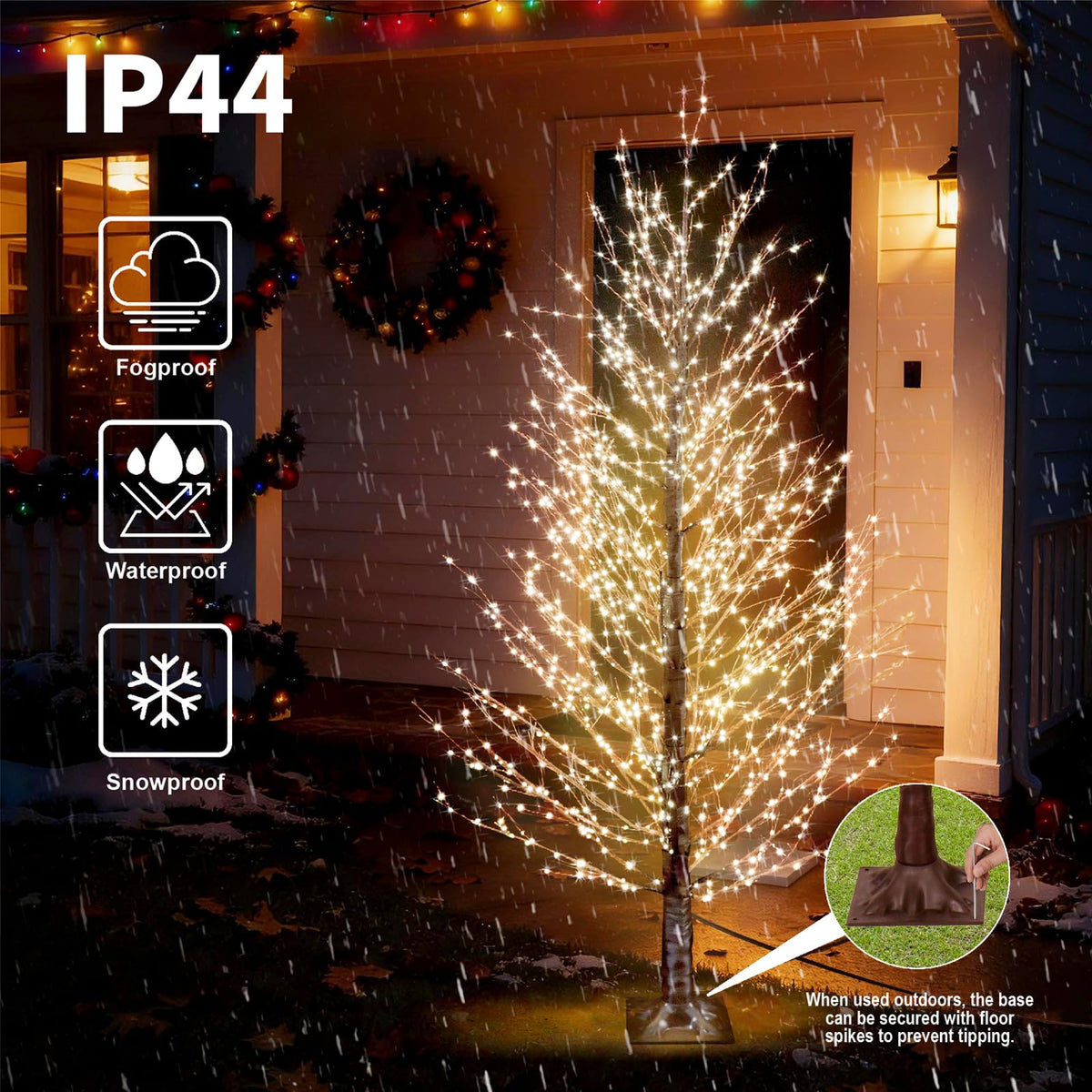6FT Brown Lighted Birch Tree 1300LEDs Warm White Lights G98832