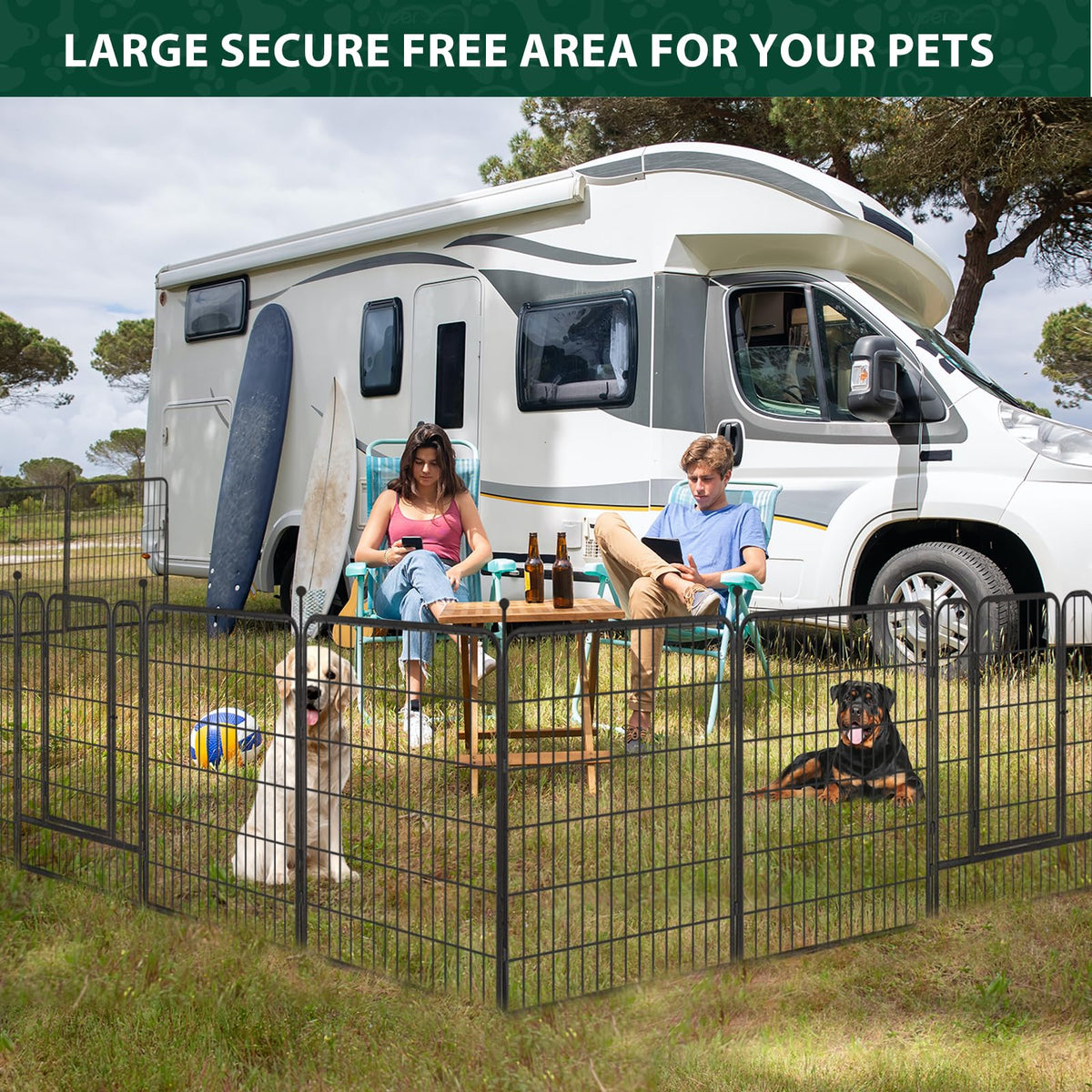 16 Panels 40" High Metal Dog Playpen with Gate M775305