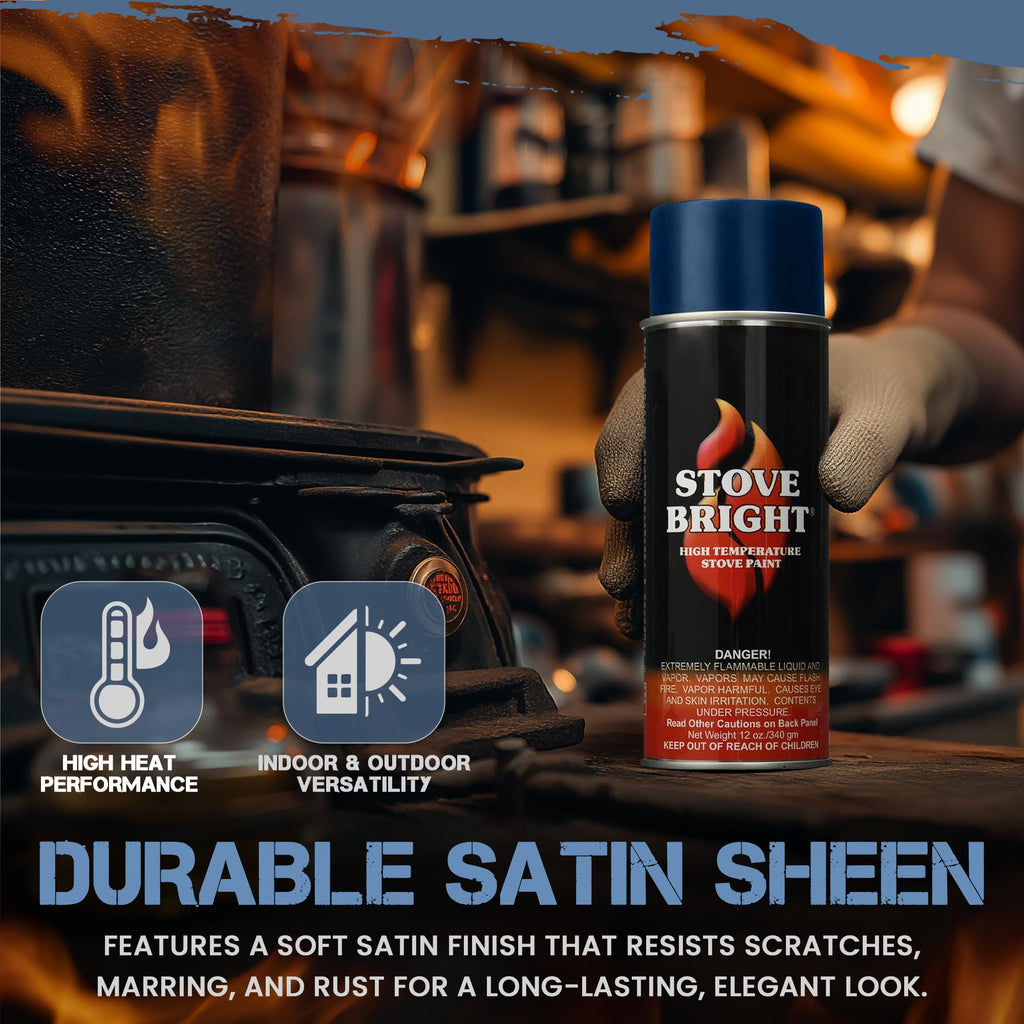 High Temp Metallic Blue Satin Spray Paint 12 Oz Can A70896