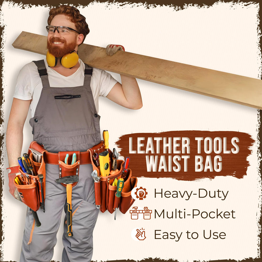 Leather Tool Belt 28 Pockets 2.5-inch Padded A283