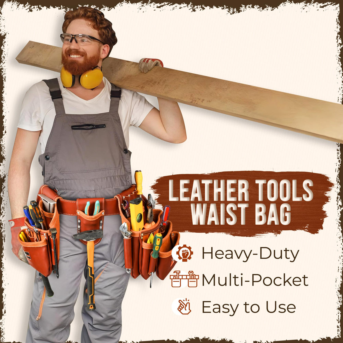 Leather Tool Belt 28 Pockets 2.5-inch Padded A283