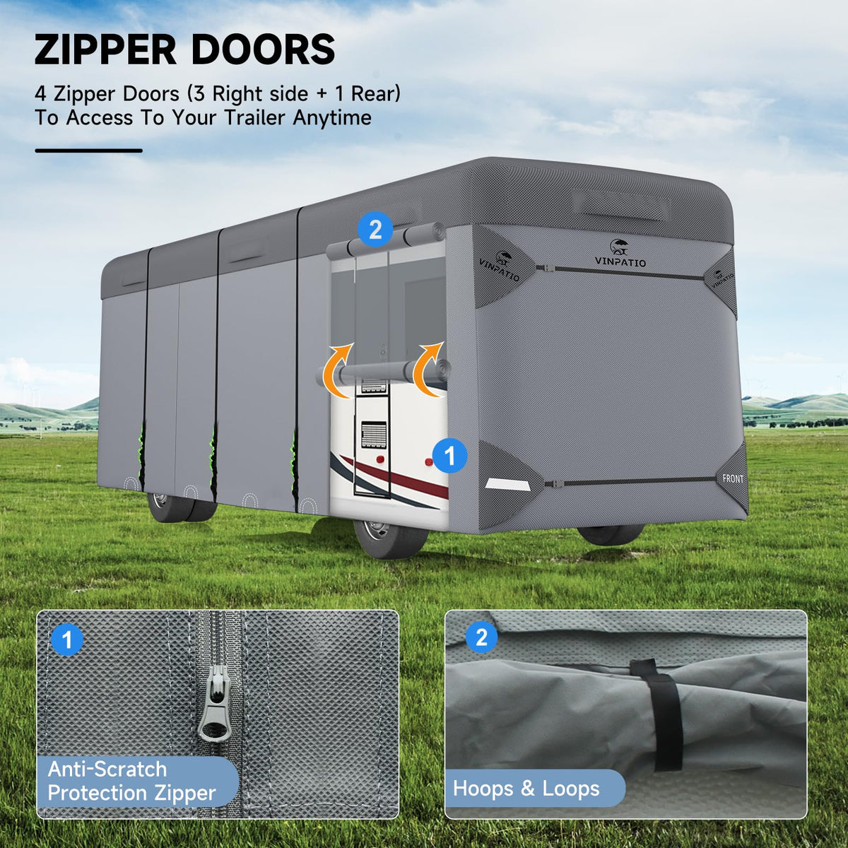 Class A RV Cover 7 Layers 34'-37' Windproof Waterproof C7289