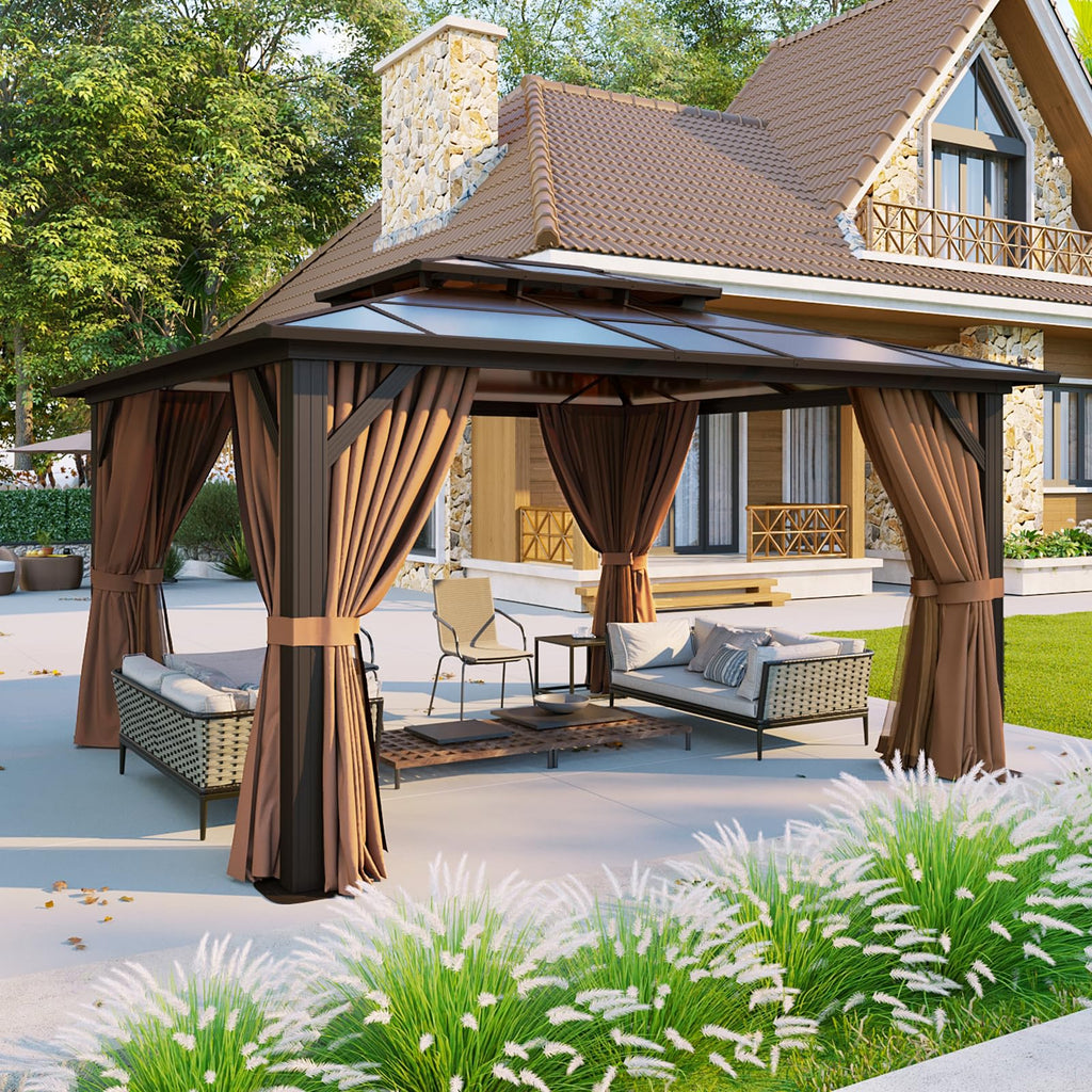 12'x10' Hardtop Gazebo with Polycarbonate Double Roof G1764