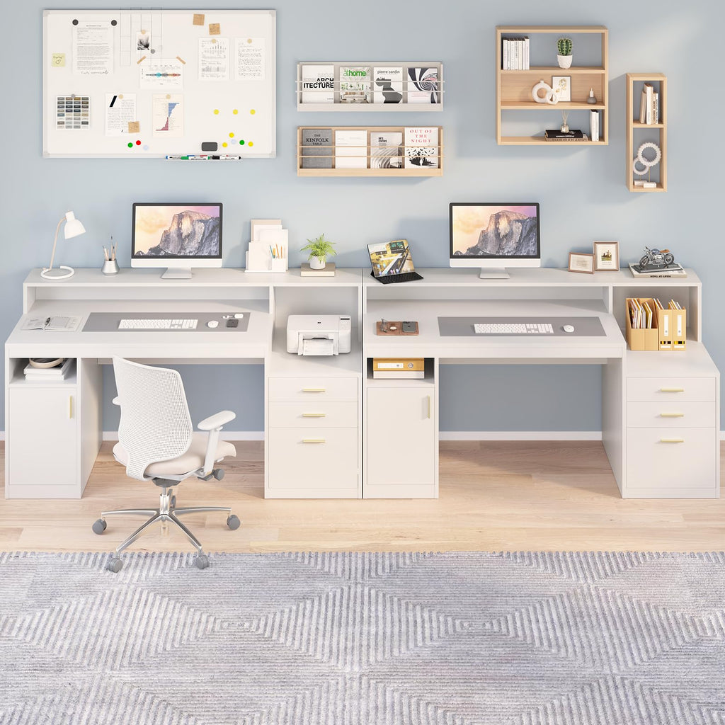 65" White Computer Desk with 3 Drawers V375479