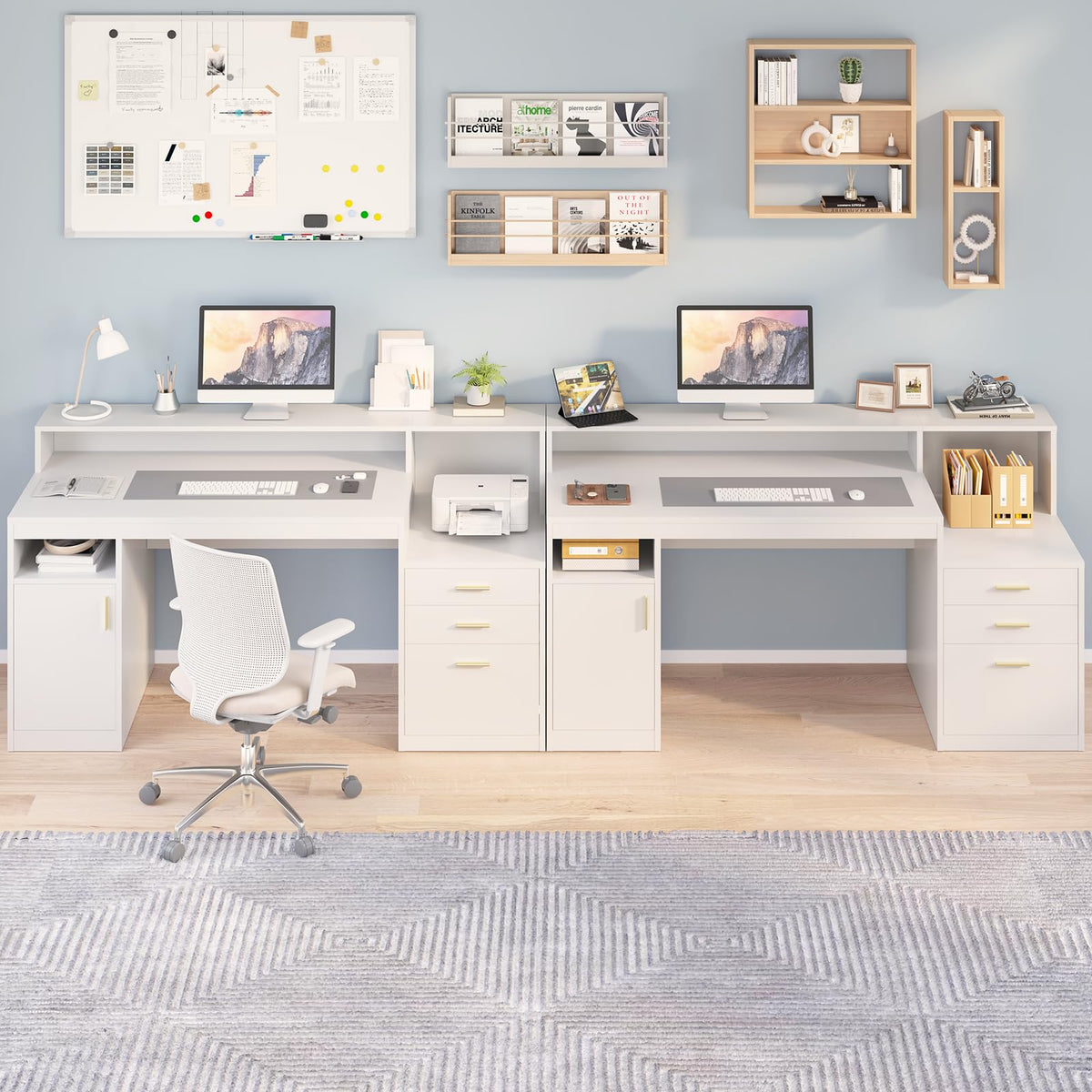 65" White Computer Desk with 3 Drawers V375479