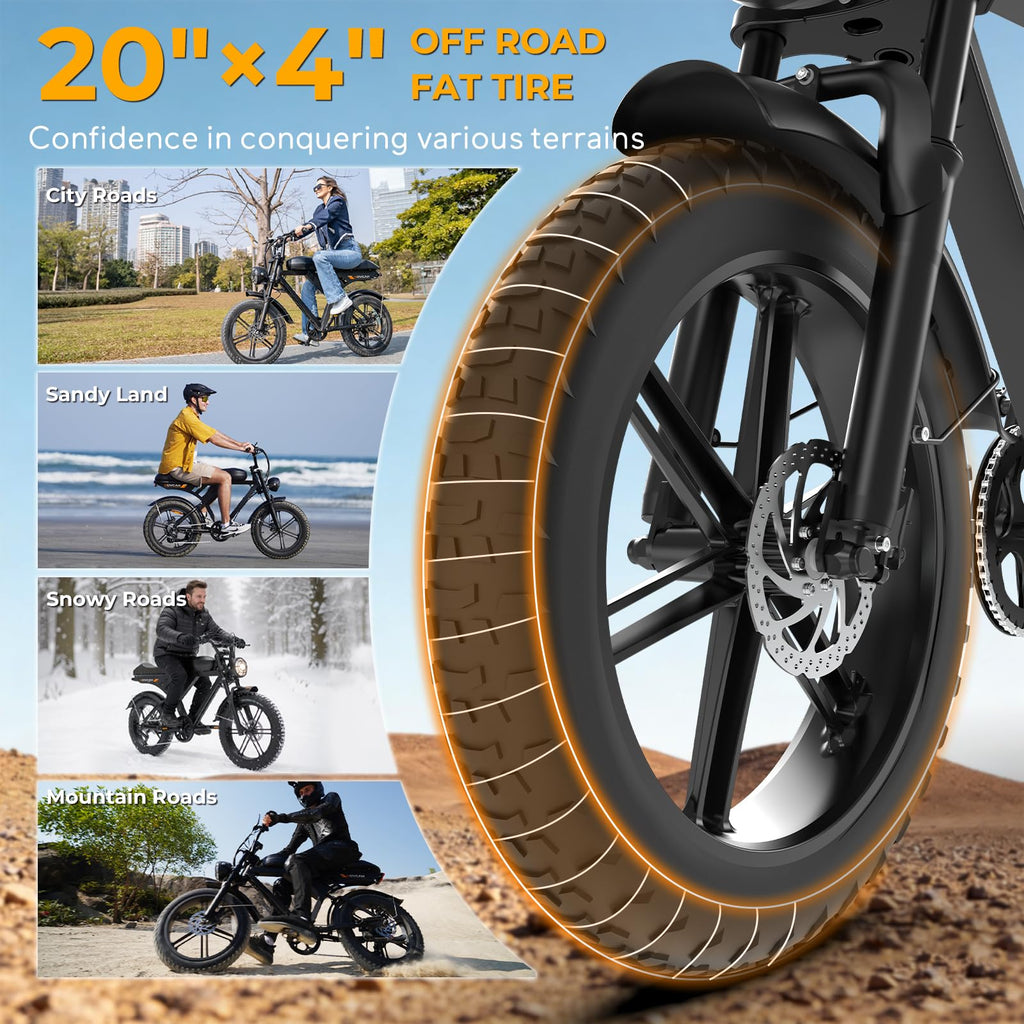 1000W Electric Bike 20" Fat Tire 7-Speed Z595459