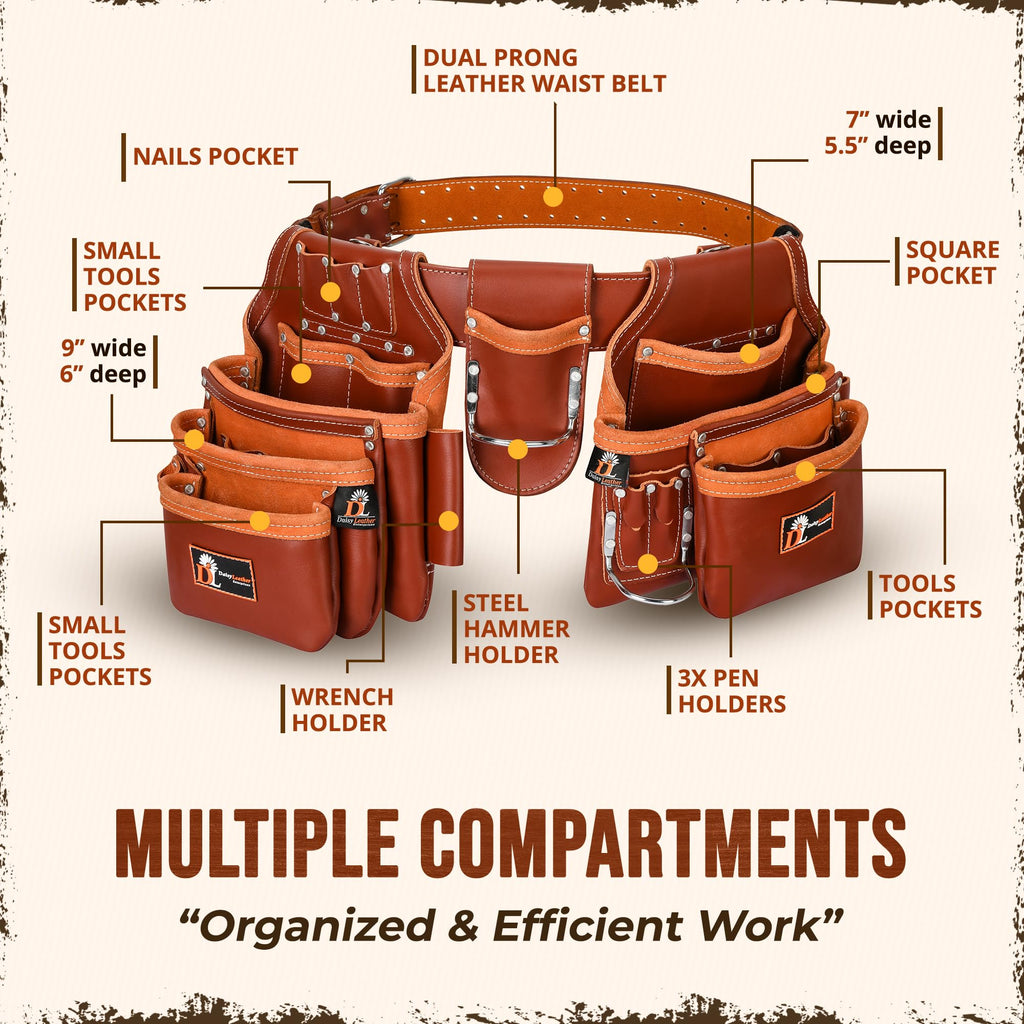 Leather Tool Belt 28 Pockets 2.5-inch Padded A283