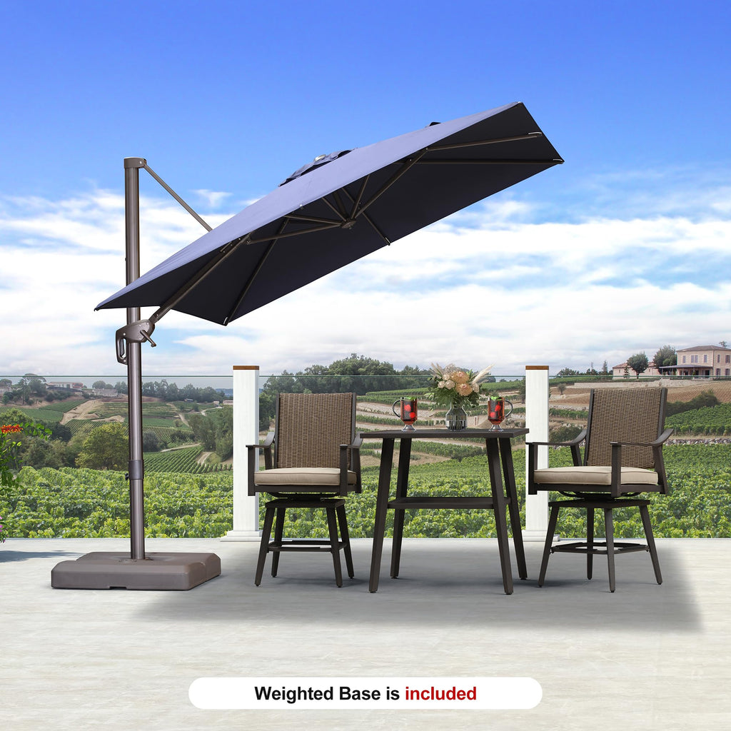 Navy Blue 8' X 8' Cantilever Umbrella with Base D718722