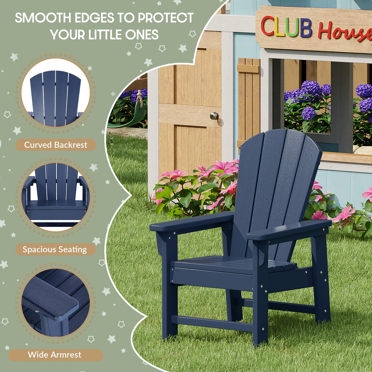Navy Blue HDPE Adirondack Chair H1185