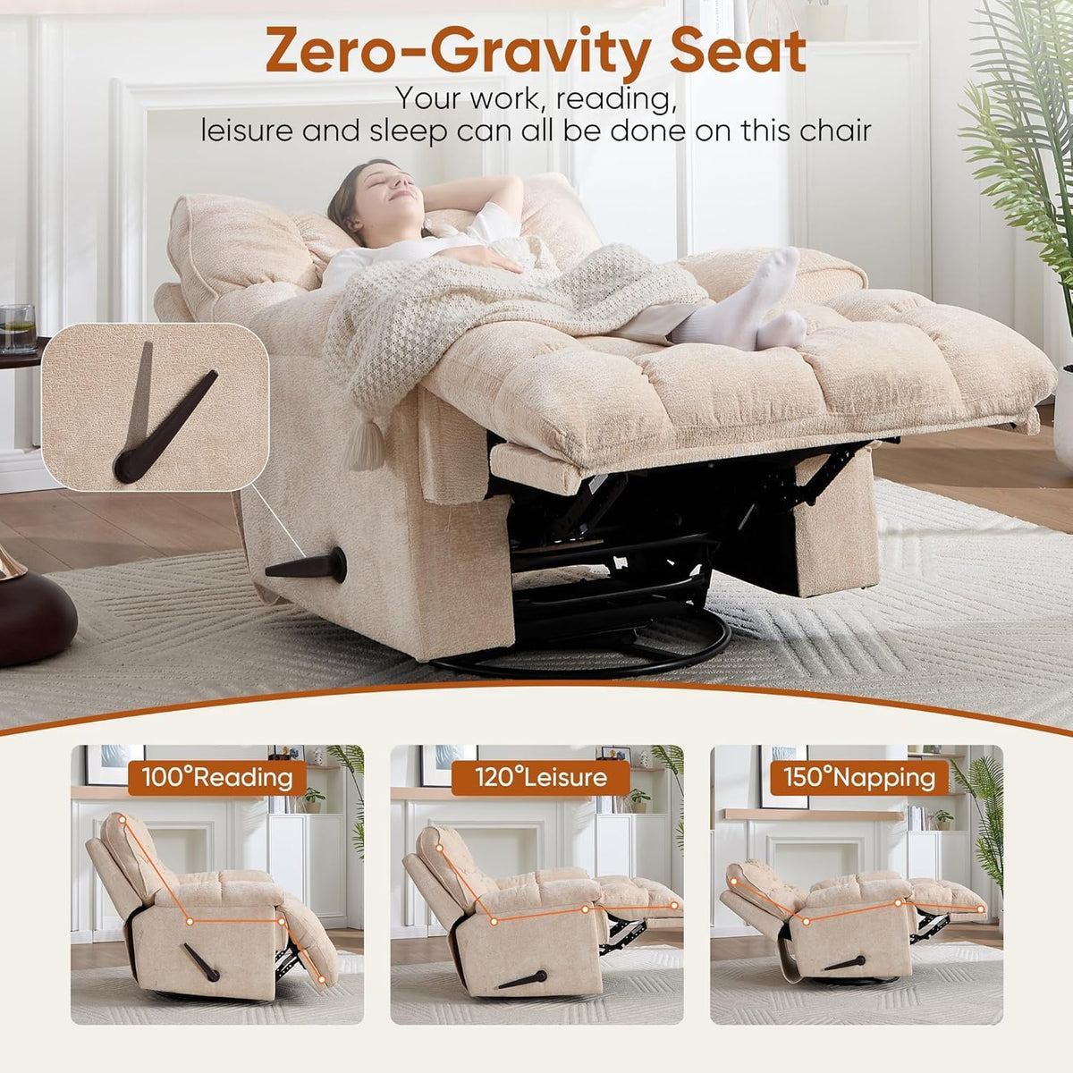 Oversized Swivel Rocker Recliner Chair Z8311