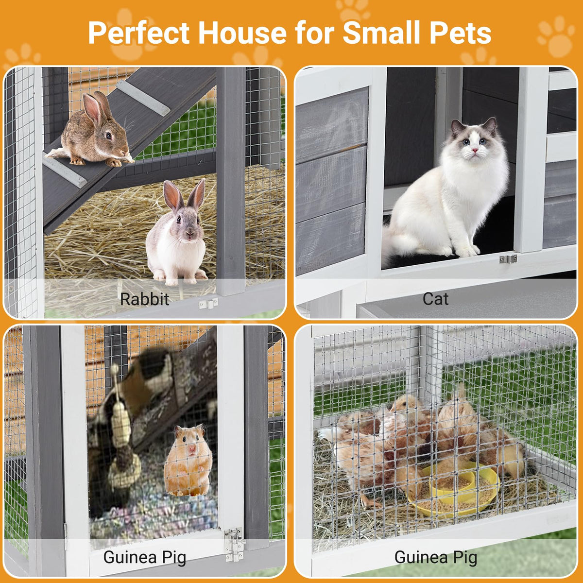 48" 2-Story Wooden Rabbit Hutch with Ramp N24672