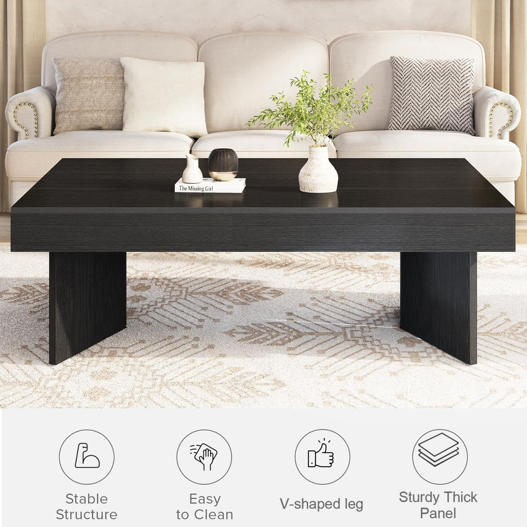 47" Black Wood Rectangle Coffee Table F733045