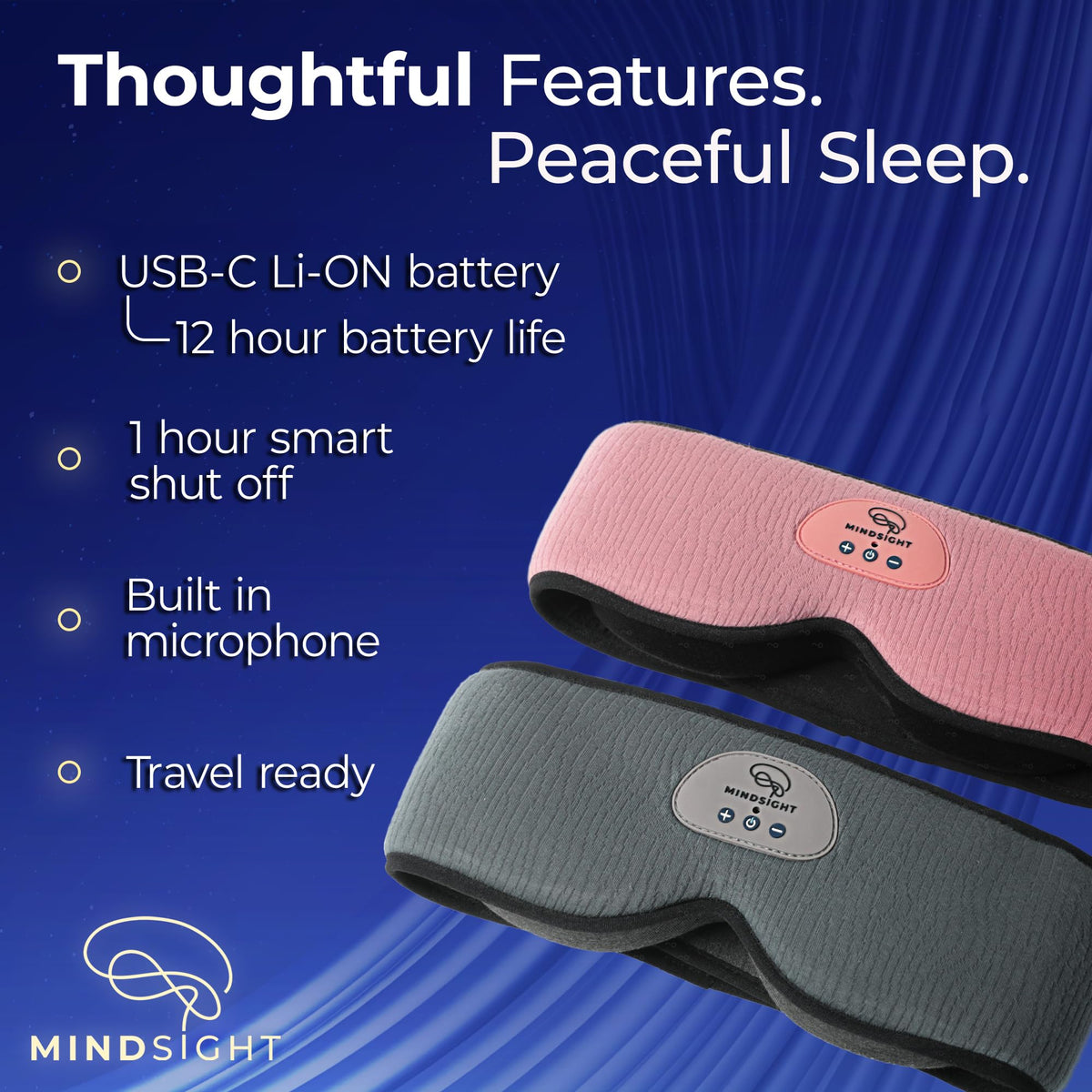 Blackout Sleep Mask with Bluetooth Headphones A6475
