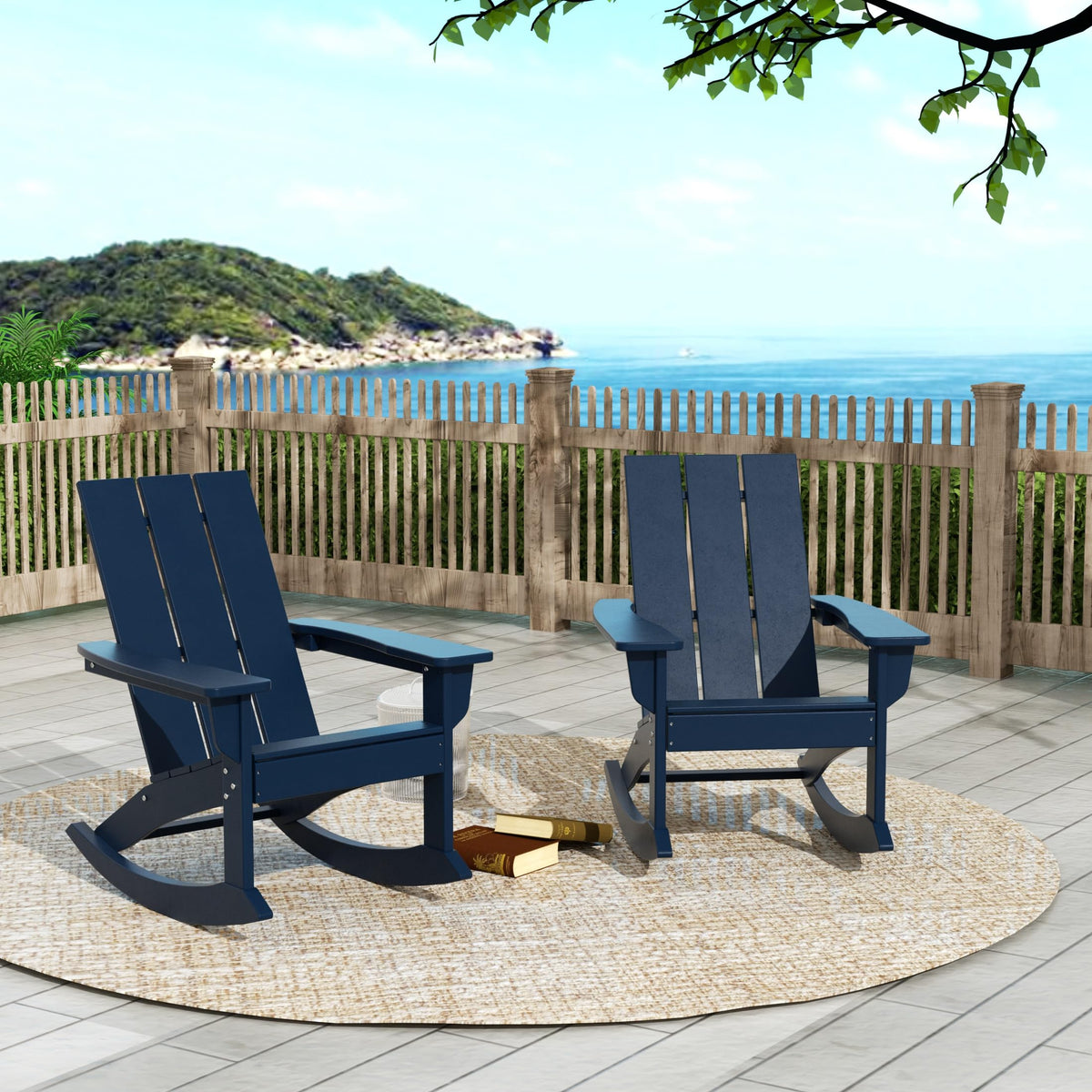 Navy Blue Poly Adirondack Chair Set of 2 L431