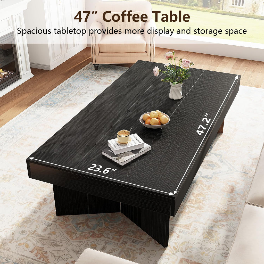 47" Black Wood Rectangle Coffee Table F733045