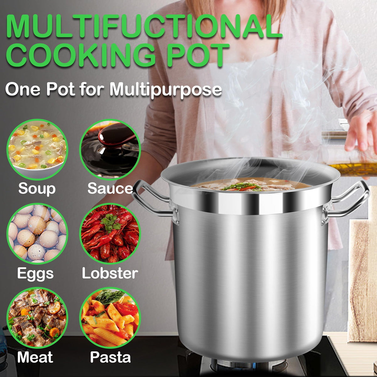 40 Quart Stainless Steel Stockpot with Lid W5864