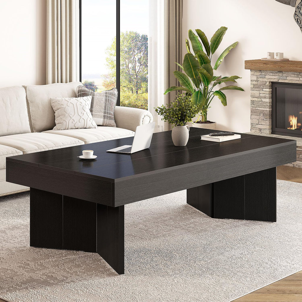 47" Black Wood Rectangle Coffee Table F733045