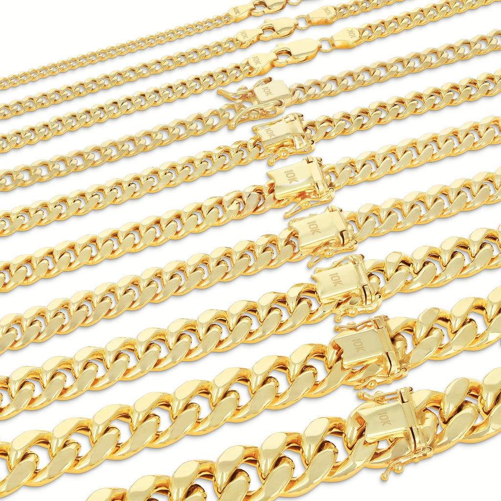 10K Yellow Gold Cuban Link Chain Necklace B397