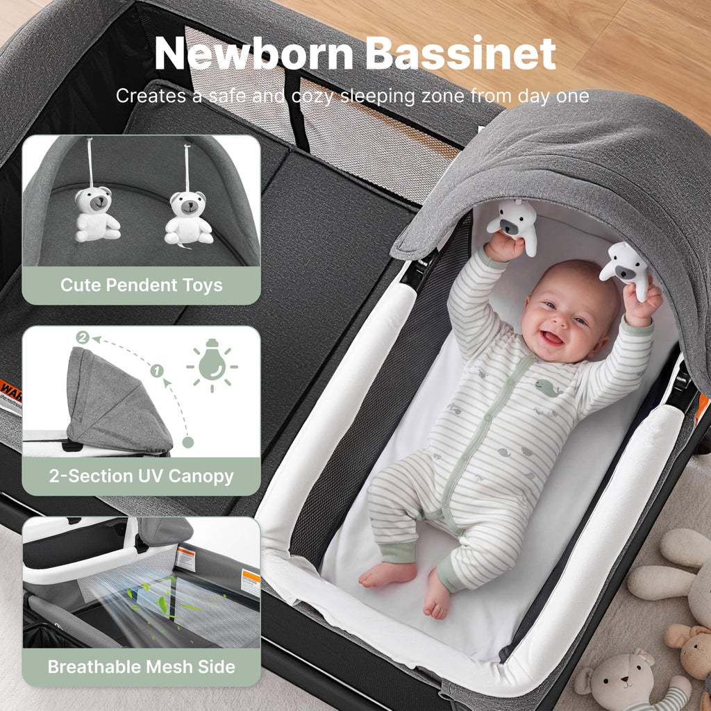 4-in-1 Pack and Play with Bassinet, Playpen, Diaper Changer, Black K730469