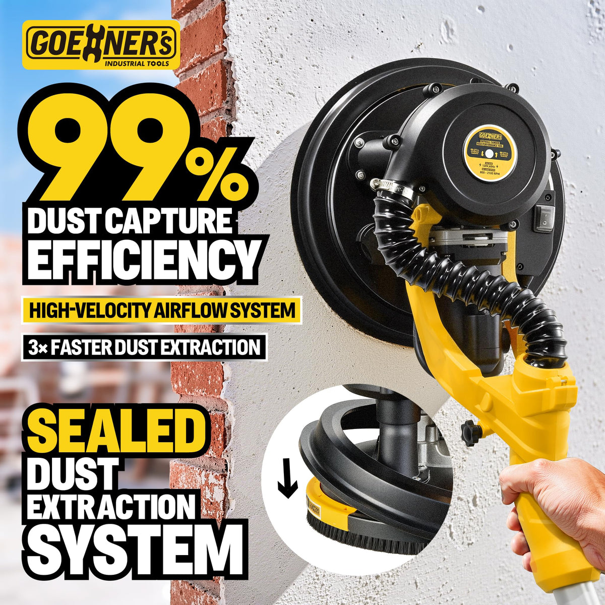 950W Electric Drywall Sander with Vacuum Dust Collector C97416