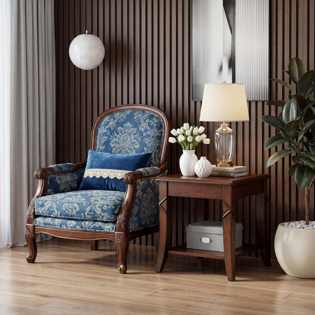 Solid Wood Side End Table with Storage Shelf C852524