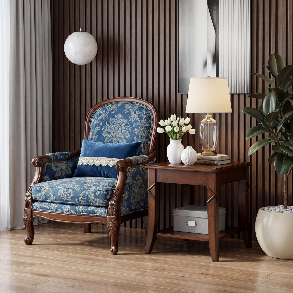 Solid Wood Side End Table with Storage Shelf C852524