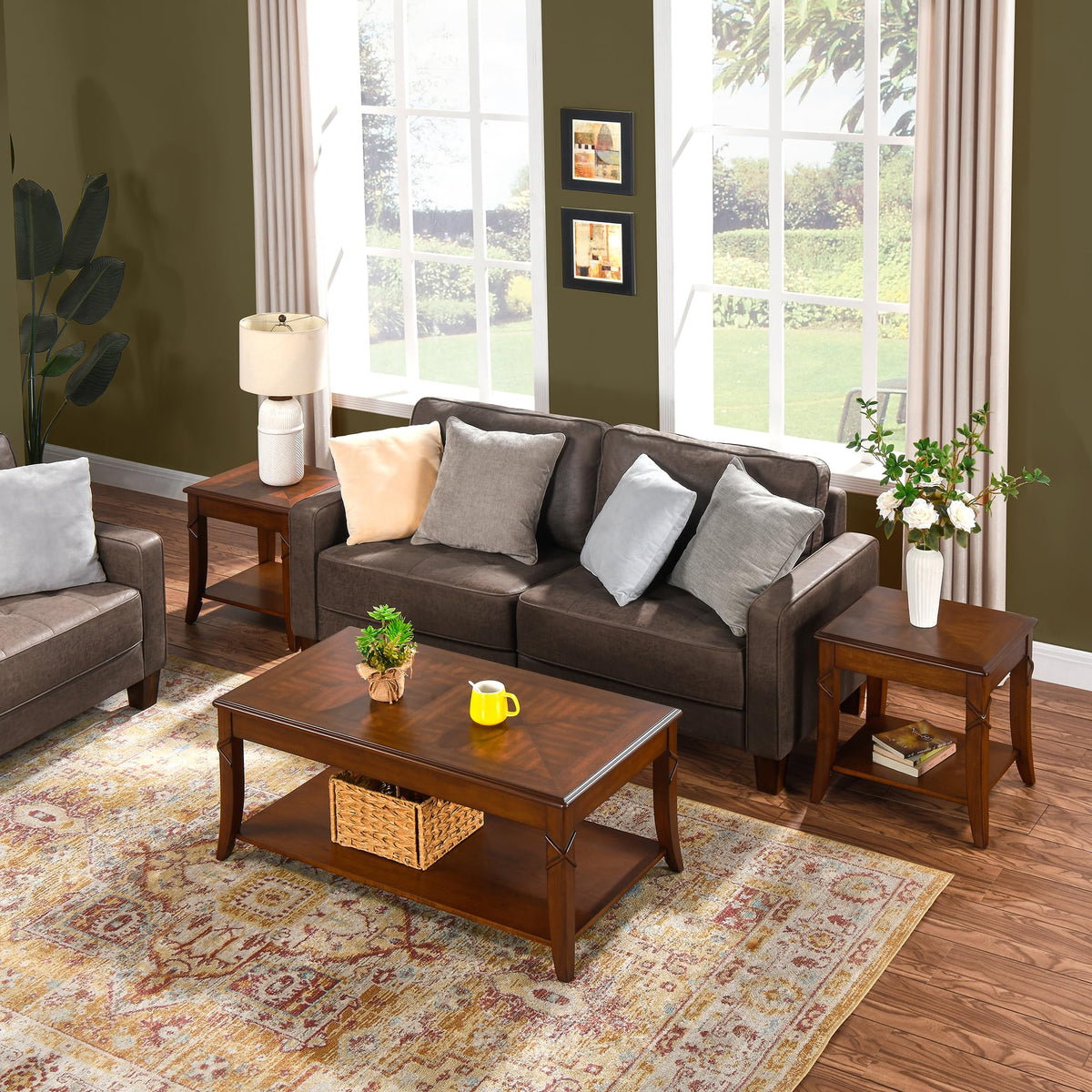 Solid Wood Side End Table with Storage Shelf C852524