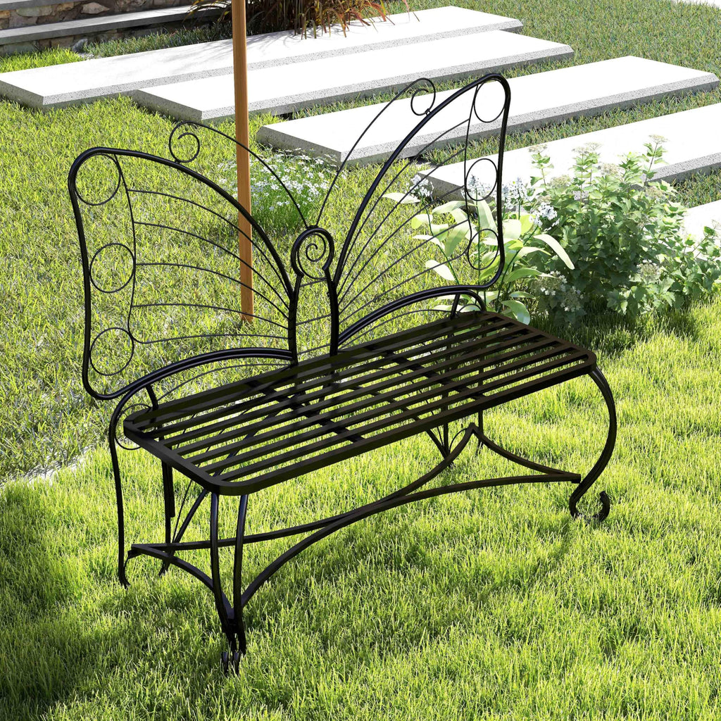 Cast Iron Garden Bench for 2 Persons Black F93587