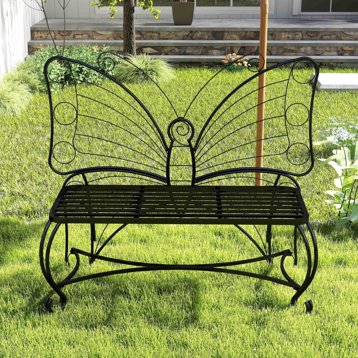 Cast Iron Garden Bench for 2 Persons Black F93587