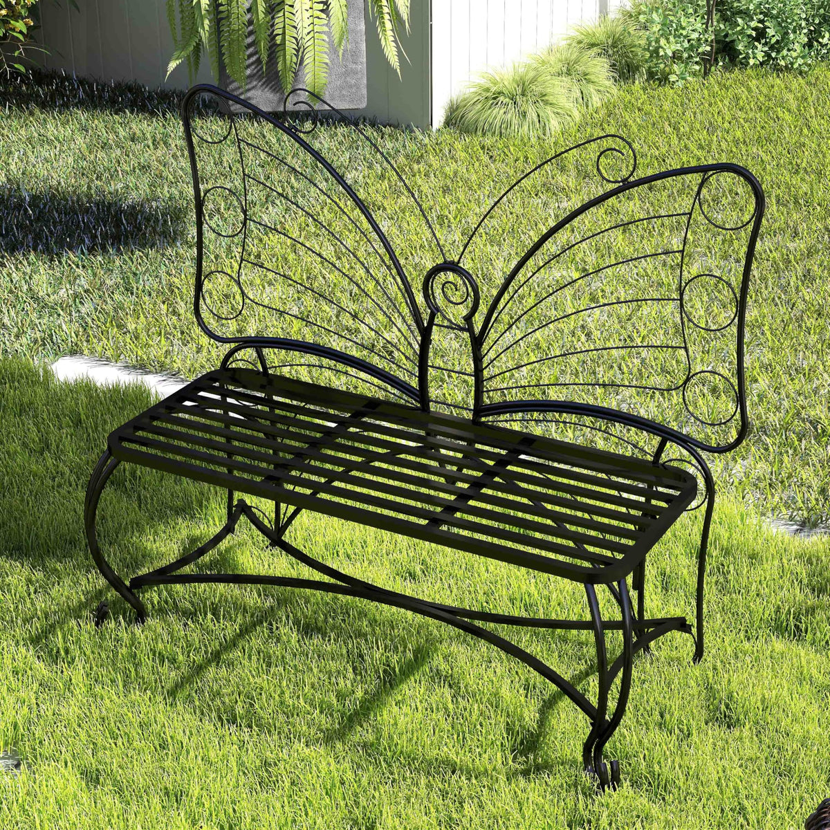 Cast Iron Garden Bench for 2 Persons Black F93587